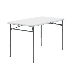 4 Foot Fold-in-Half Adjustable Folding Table, White(Shipment from Walmart)
