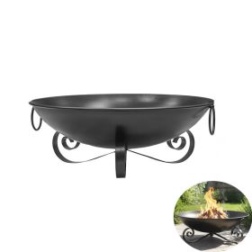 24 Inch Fire Pit Bowl with Handles Outdoor Wood-Burning Firepit