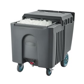Commercial Ice Bin, 125 lbs Portable Ice Caddy, 31.5 x 22.8 x 29 inch Insulated Ice Carrier with 4 Wheels and Flip Lid, Large Ice Bin for Caterin