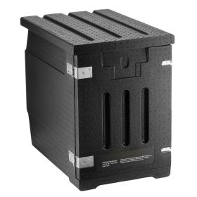 Insulated Food Pan Carrier, 82 Qt Hot Box for Catering, LLDPE Food Box Carrier with Double Buckles, Front Loading Food Warmer for Restaurant, Can